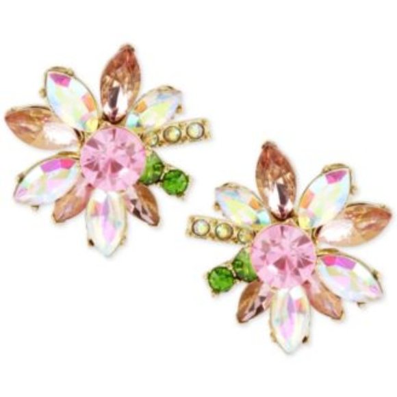 Betsey Johnson Jewelry - Gold-Tone Multi-Crystal Flower earrings